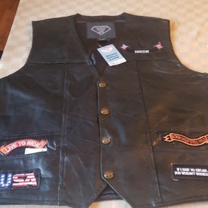 4x Diamondplate leather biker vest new